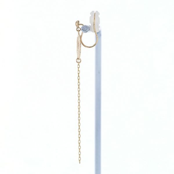 K10 YG ラウンドプレート チェーン イヤリング