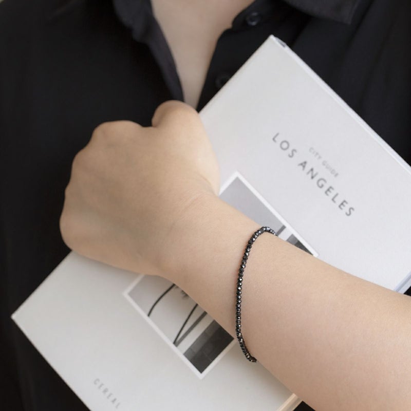 ブラックスピネル ブレスレット シルバー ユニセックス プレゼント 男女兼用 シンプル ジュエリー