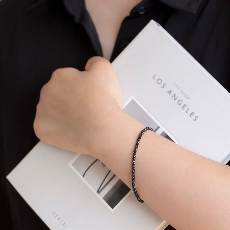 ブラックスピネル ブレスレット シルバー ユニセックス プレゼント 男女兼用 シンプル ジュエリー