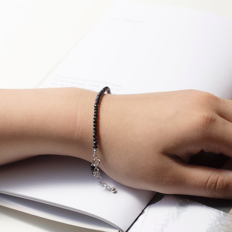 ブラックスピネル ブレスレット シルバー ユニセックス プレゼント 男女兼用 シンプル ジュエリー