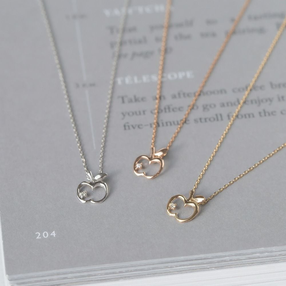 K10 PG/YG/WG ダイヤモンド ネックレス リンゴ | IKEDAジュエリー