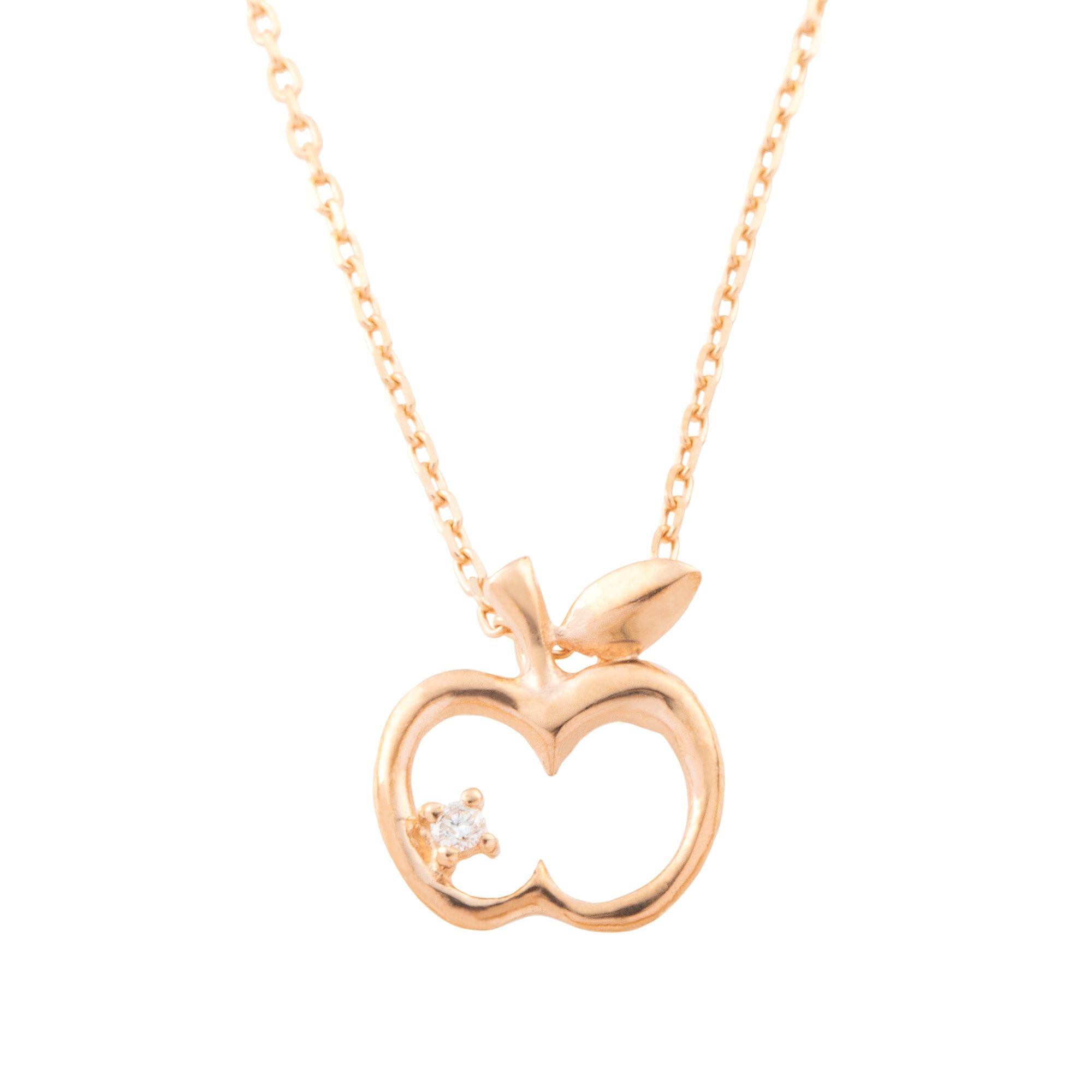 K10 PG/YG/WG ダイヤモンド ネックレス リンゴ | IKEDAジュエリー