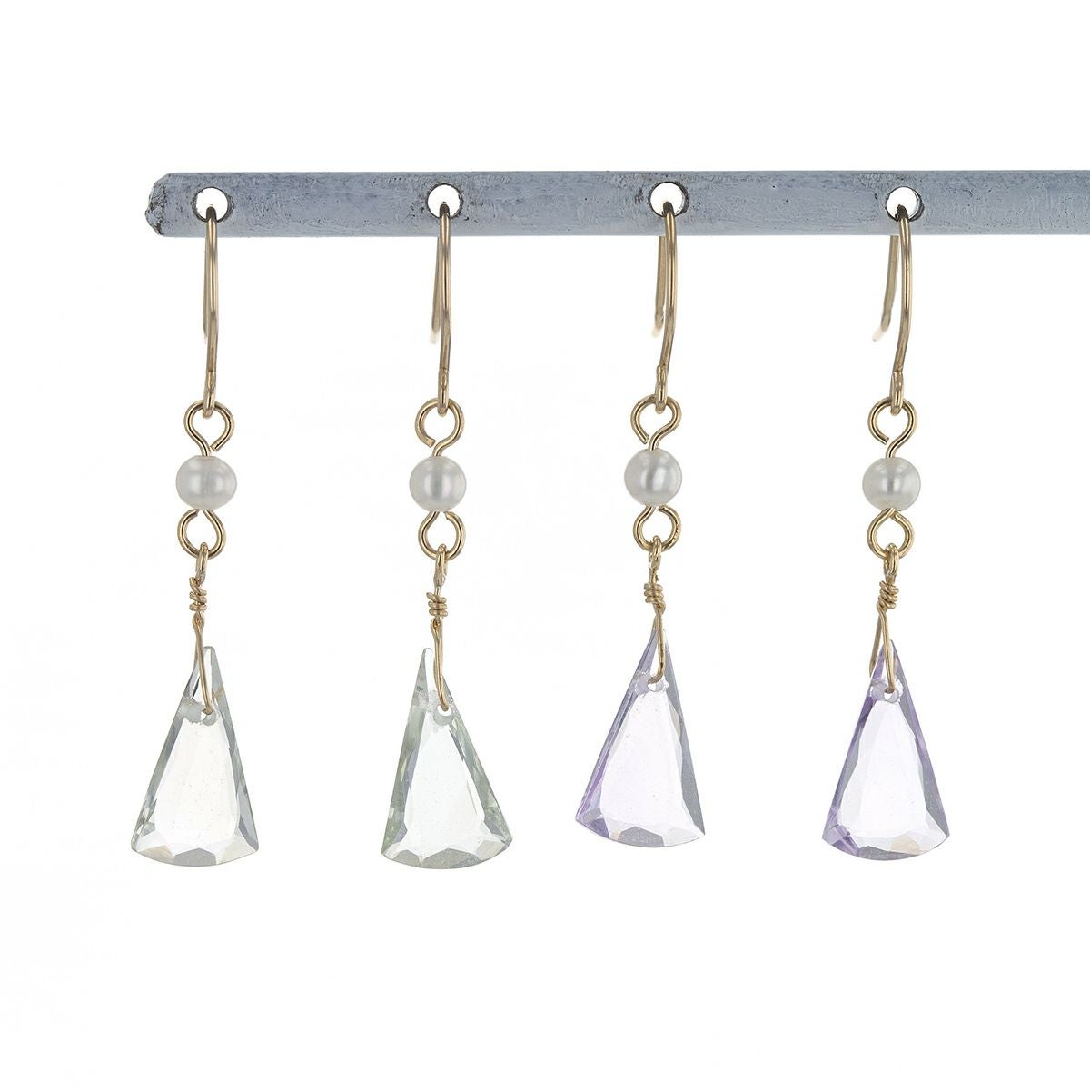 K10 YG グリーンアメジスト/ピンクアメジスト 淡水パール ピアス