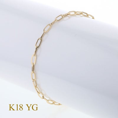 K18 YG ペーパークリップチェーン ブレスレット | IKEDAジュエリー 