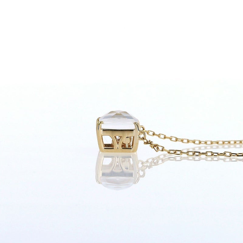 K10 YG クォーツ ダイヤモンド スクエア ネックレス