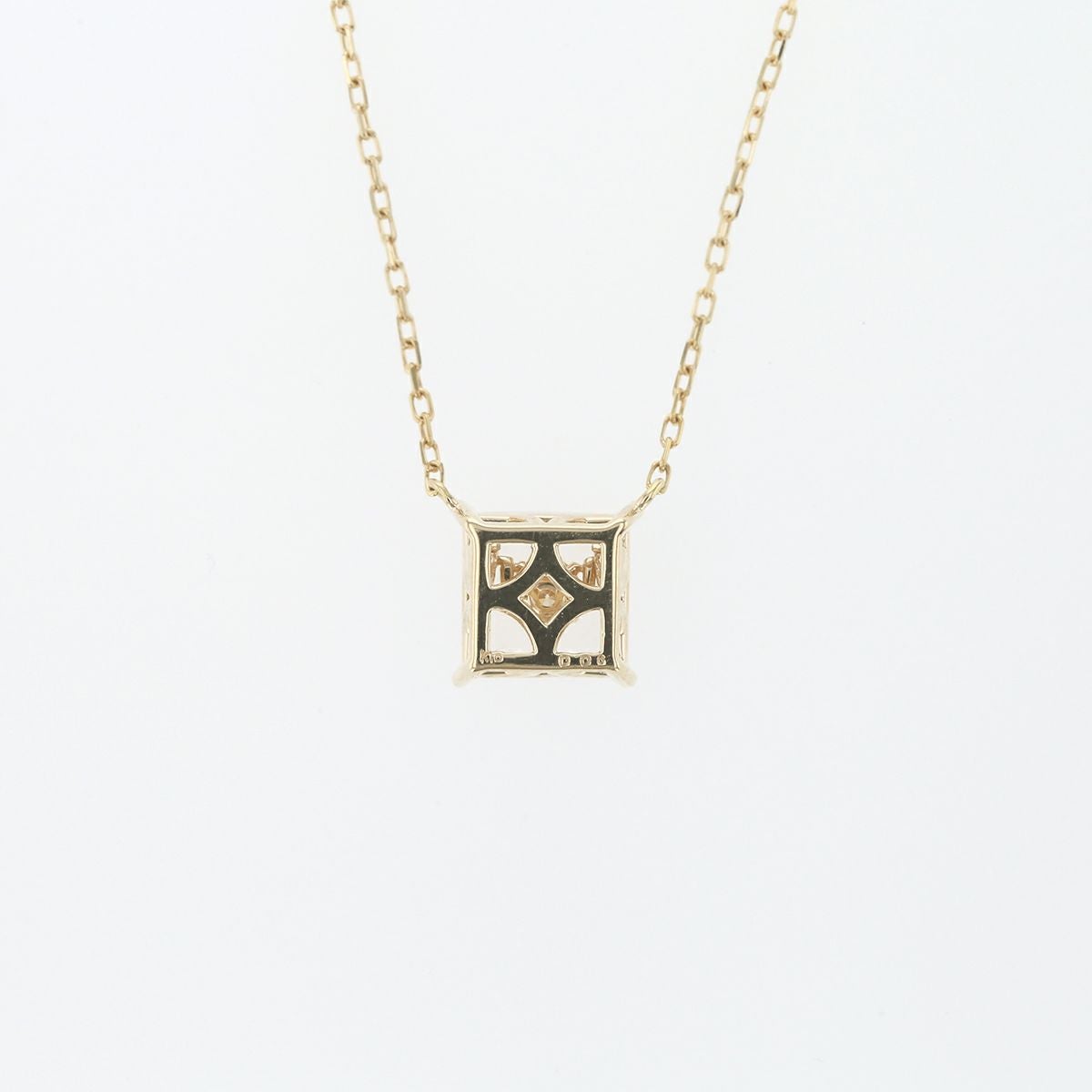 K10 YG クォーツ ダイヤモンド スクエア ネックレス