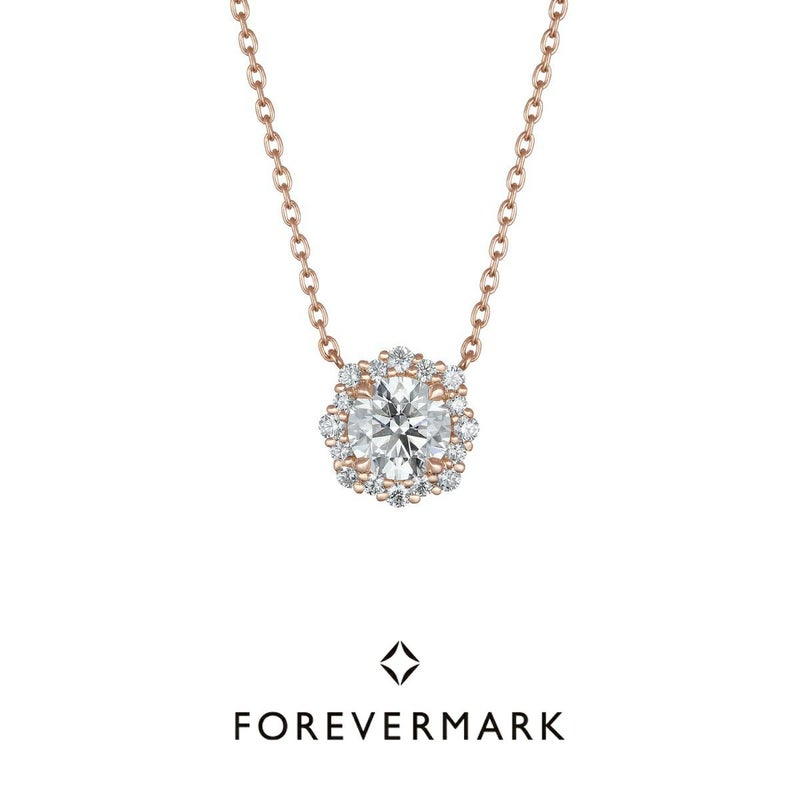 フローラル ヘイロー ソリティア ペンダント K18ピンクゴールド