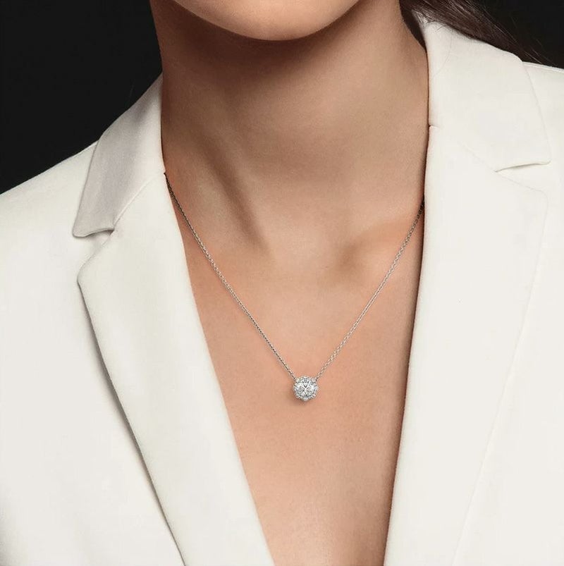 フローラル ヘイロー ソリティア ペンダント K18ピンクゴールド