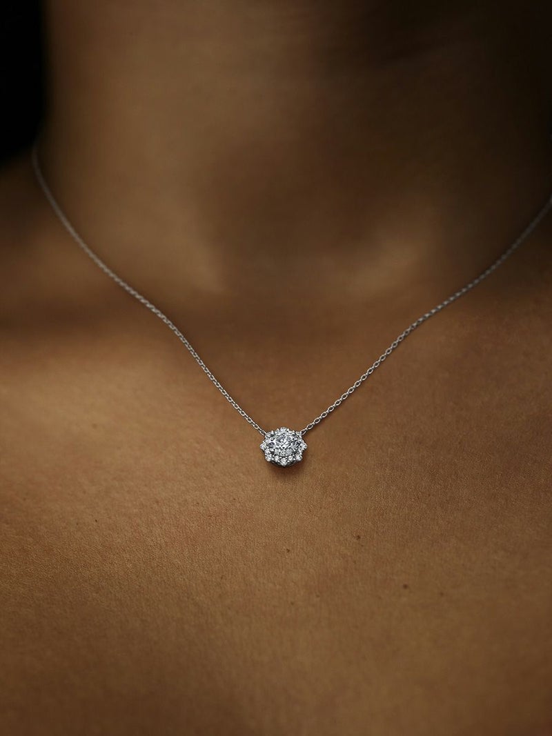 フローラル ヘイロー ソリティア ペンダント K18ピンクゴールド