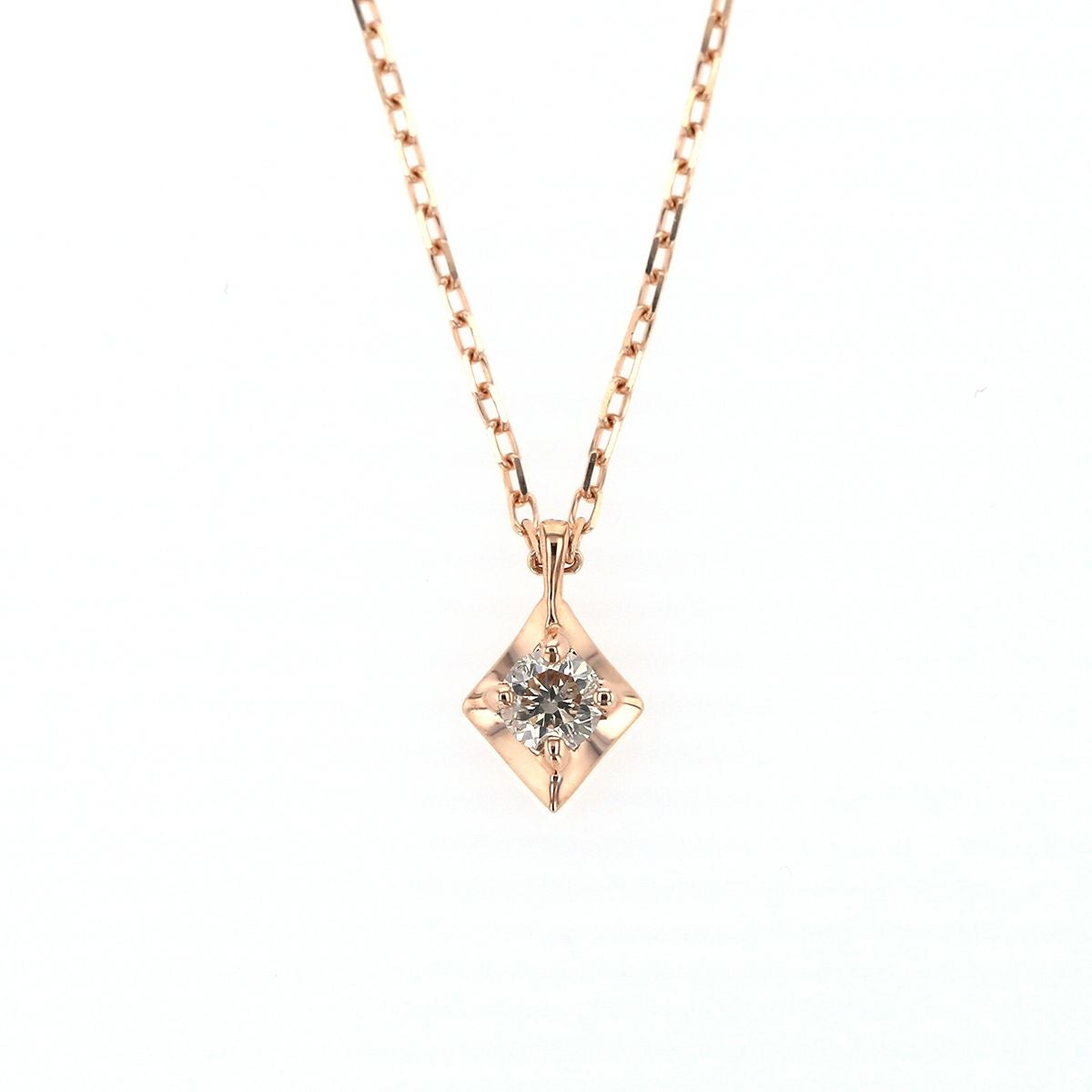 K10 WG/PG 一粒 ダイヤモンド ネックレス ピンクゴールド ホワイトゴールド