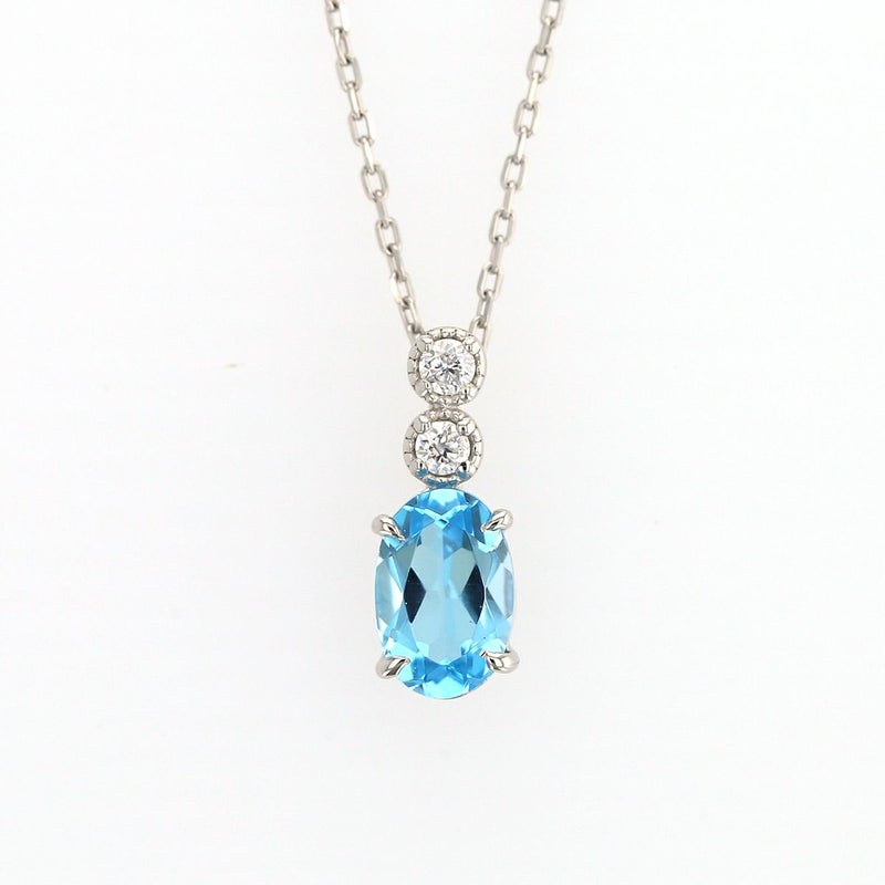 プラチナ/K18 PG カラーストーン ダイヤモンド ネックレス