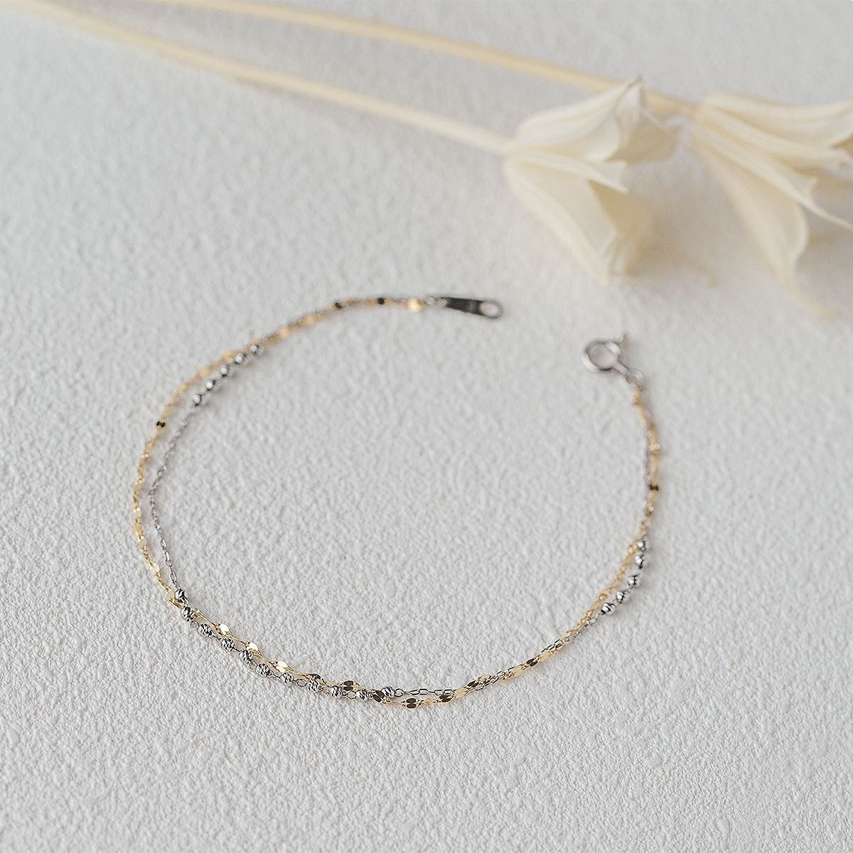 プラチナ850/K18 YG 2連 チェーン ブレスレット