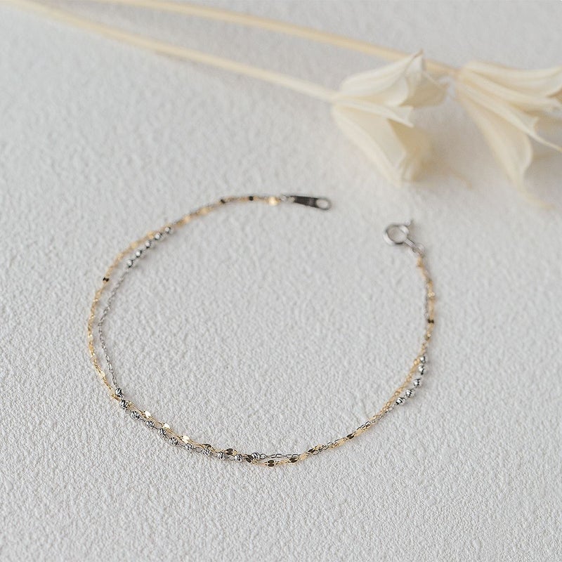 プラチナ850/K18 YG 2連 チェーン ブレスレット