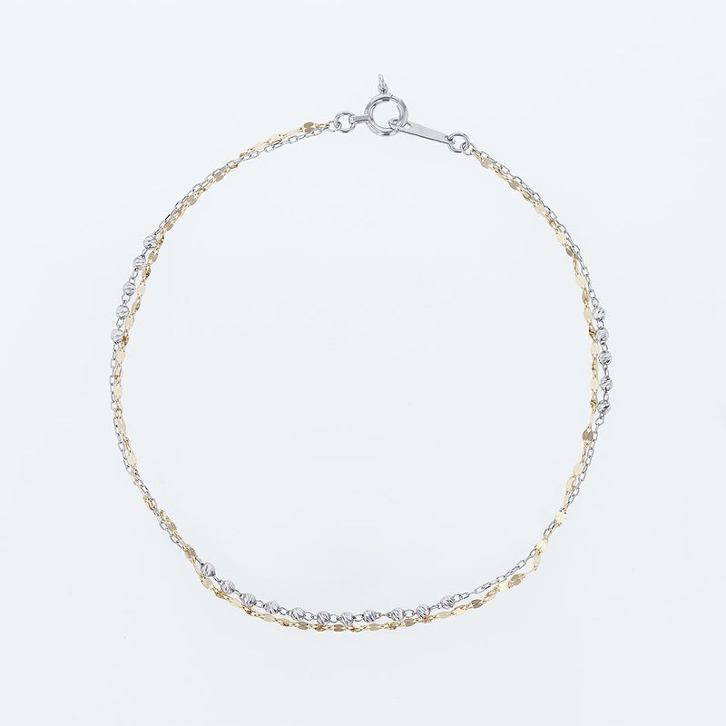 プラチナ850/K18 YG 2連 チェーン ブレスレット