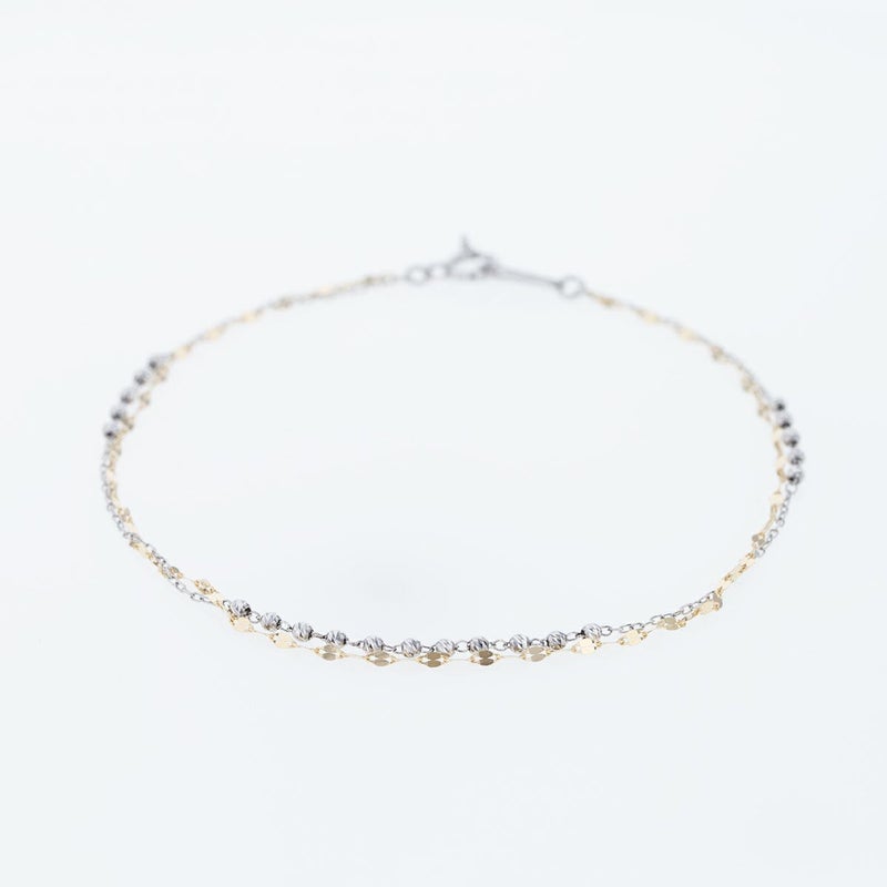 プラチナ850/K18 YG 2連 チェーン ブレスレット