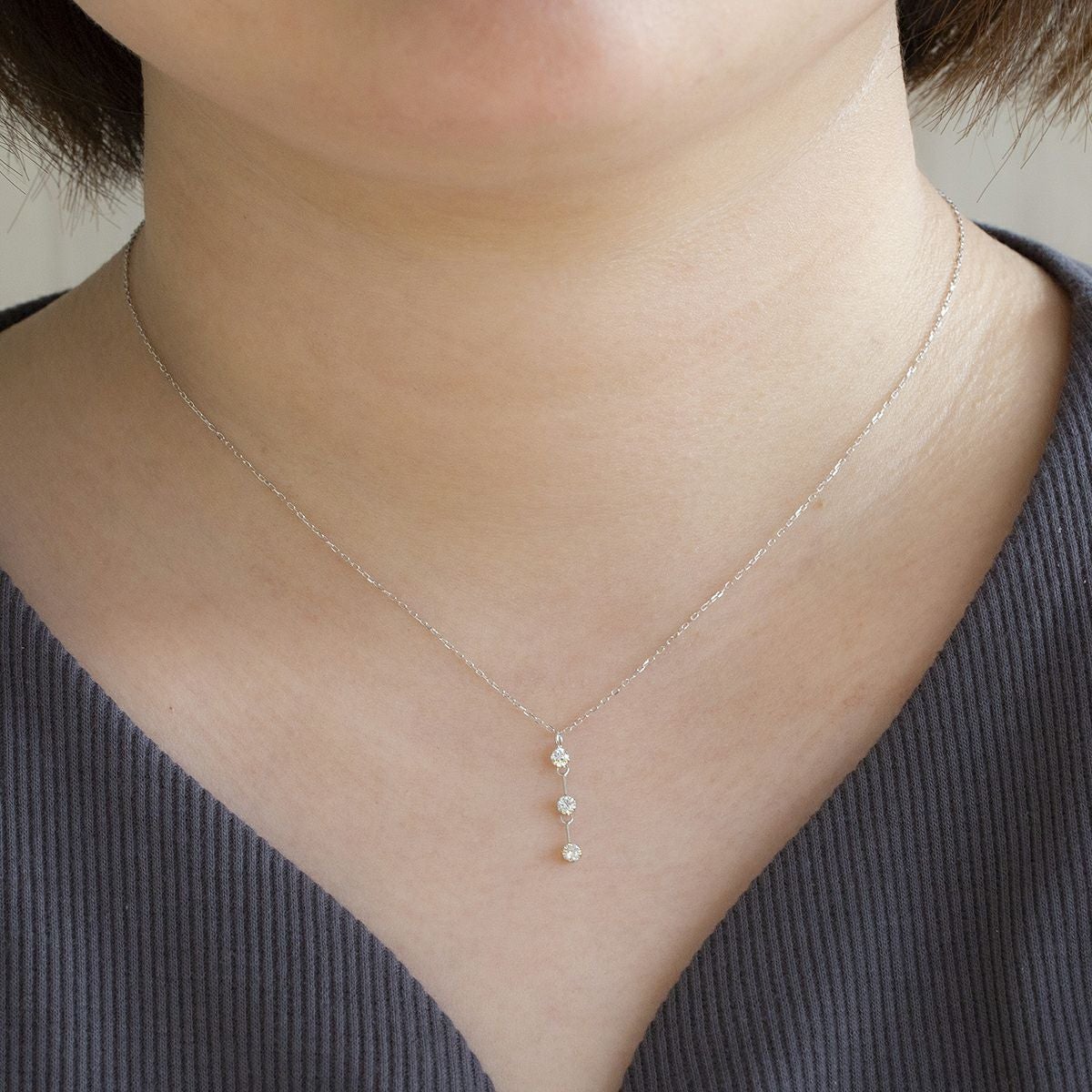 K10 WG/PG キュービックジルコニア ネックレス ホワイトゴールド ピンクゴールド