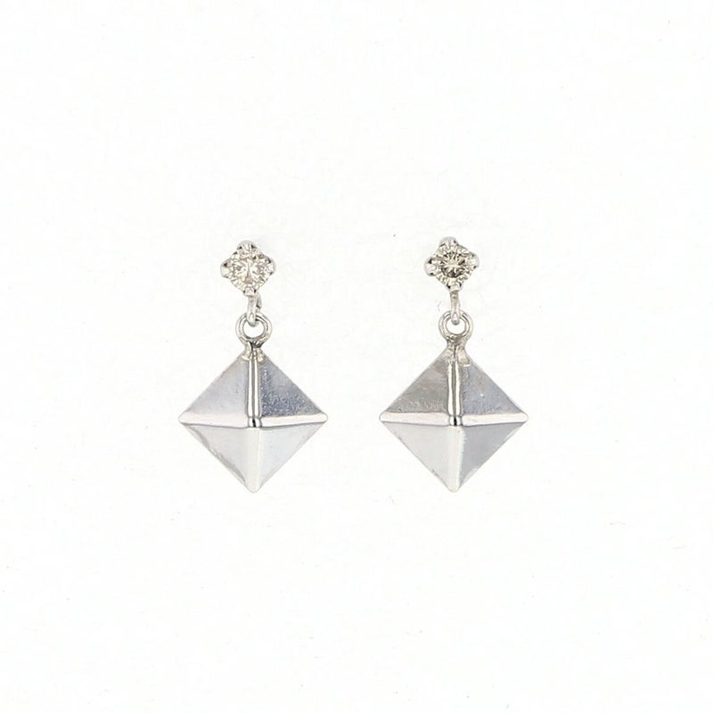 PT/K18 YG ダイヤモンド ピアス スクエア