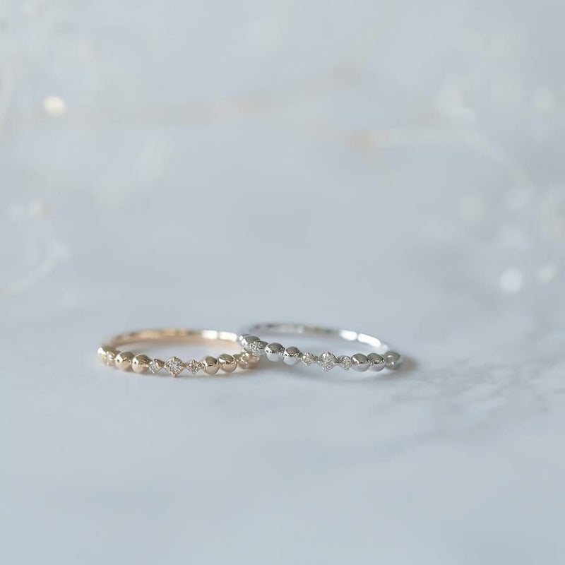 K10 YG/WG ダイヤモンドピンキーリング