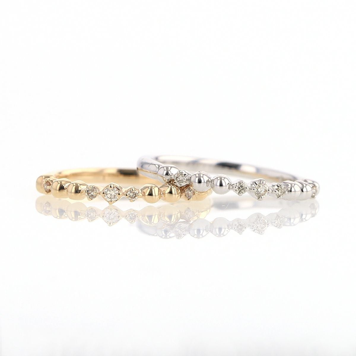 K10 YG/WG ダイヤモンドピンキーリング