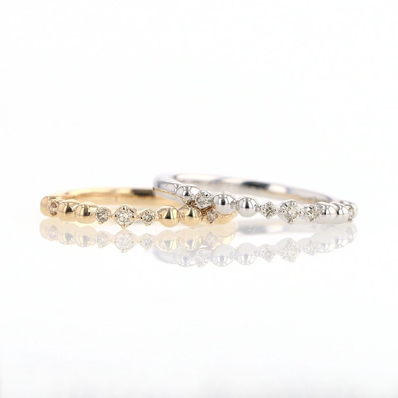 K10 YG/WG ダイヤモンドピンキーリング