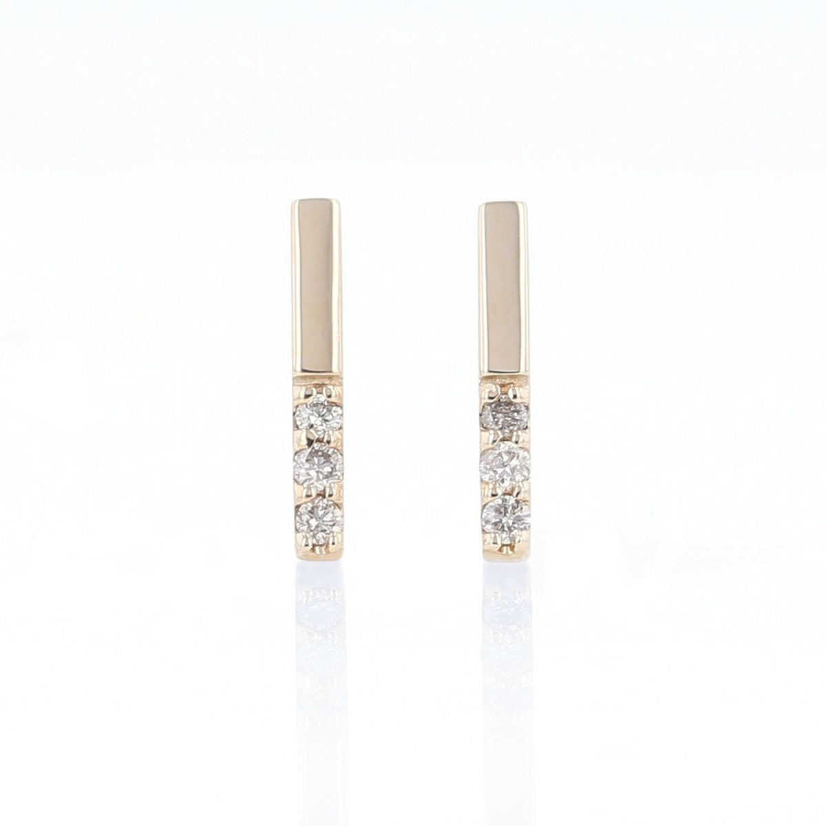 K10 YG ダイヤモンド バー ピアス