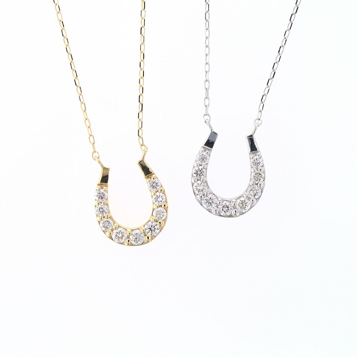 プラチナ/K18 YG ダイヤモンド ホースシュー ネックレス | IKEDA