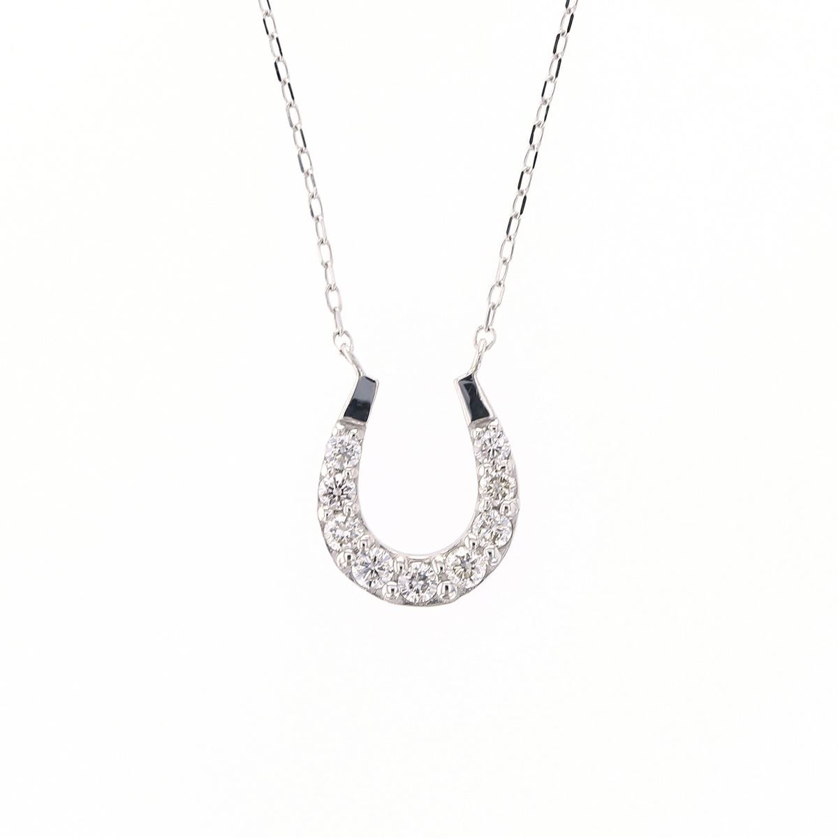 プラチナ/K18 YG ダイヤモンド ホースシュー ネックレス