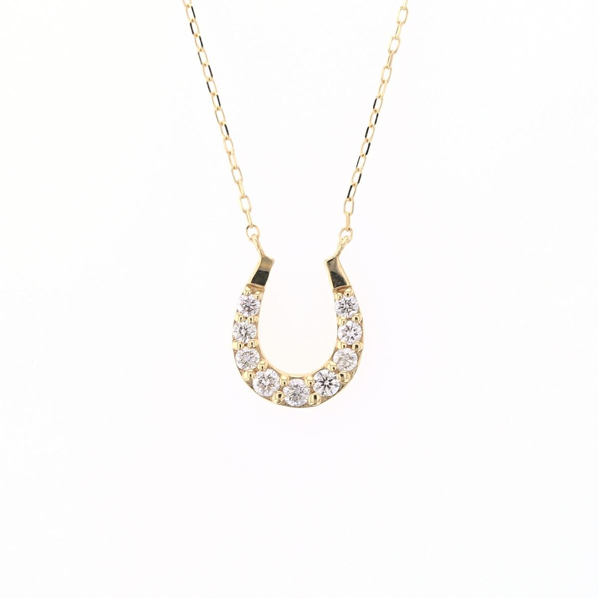 プラチナ/K18 YG ダイヤモンド ホースシュー ネックレス