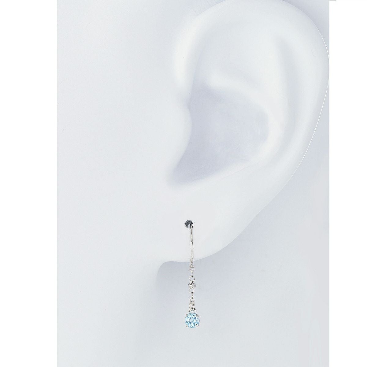 K10 WG ブルートパーズ ピアス レディース 11月 誕生石 プレゼント 20代 30代 40代 ホワイトゴールド フック 一粒 揺れる 妻 彼女 小ぶり 可愛い ジプシー