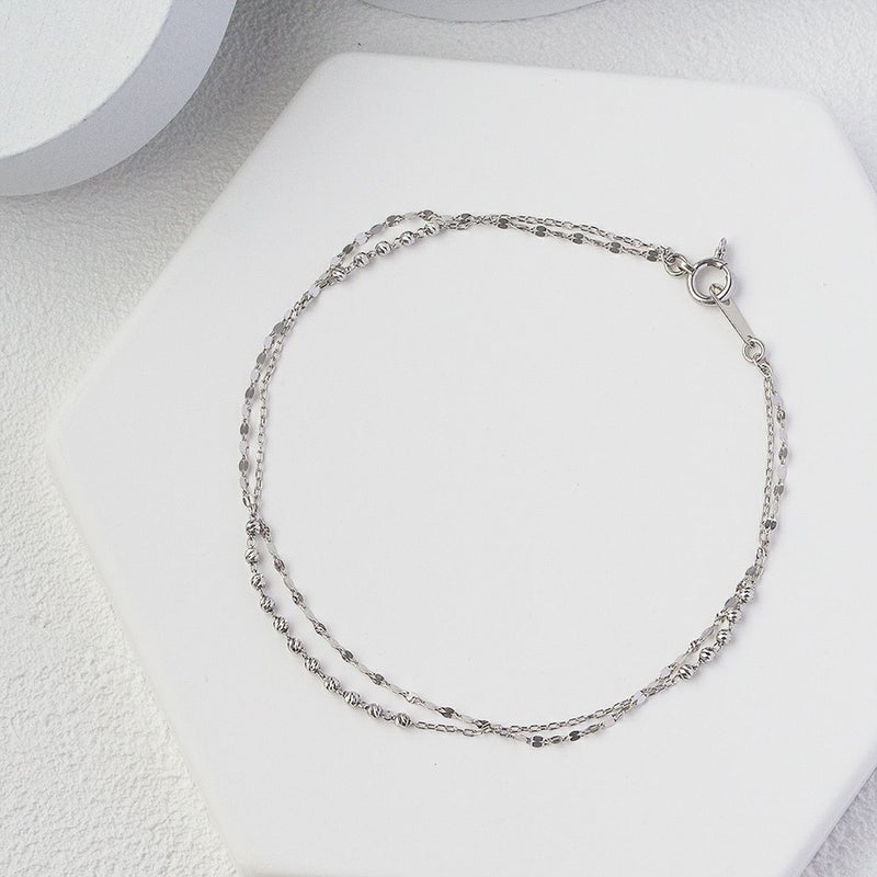 プラチナ PT850 ブレスレット レディース 30代 40代 誕生日 プレゼント 2連 チェーン チェーンブレスレット