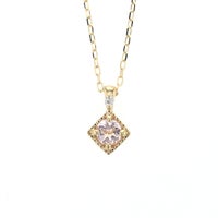 K10 YG モルガナイト ダイヤモンド ネックレス