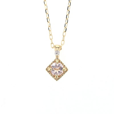 K10 YG モルガナイト ダイヤモンド ネックレス