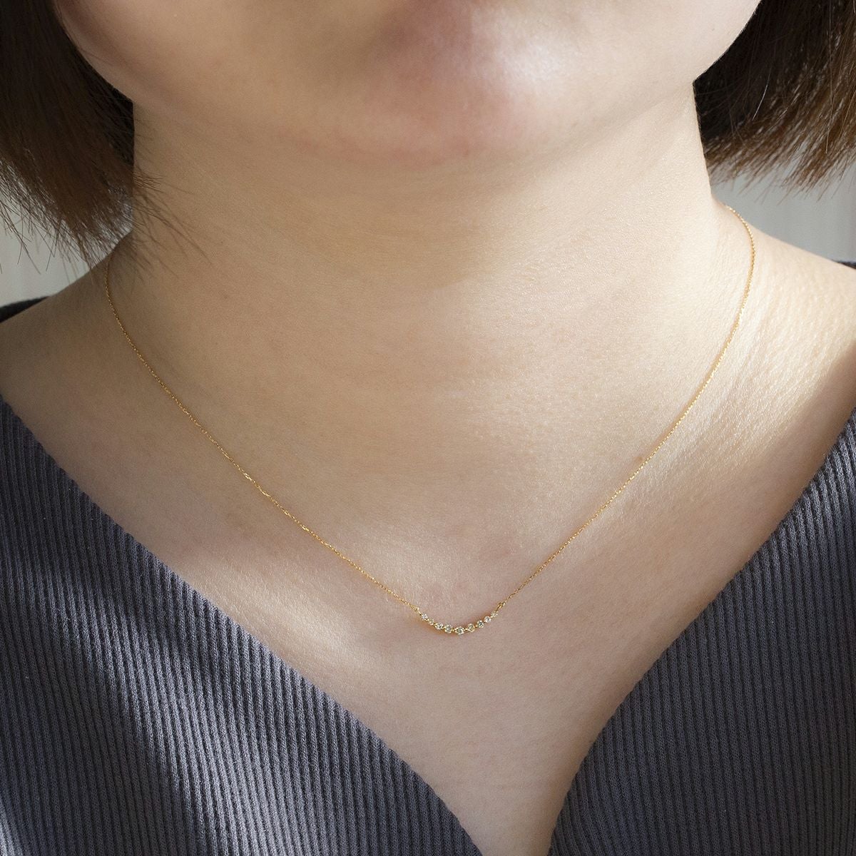 K18 YG ダイヤモンド ライン ネックレス