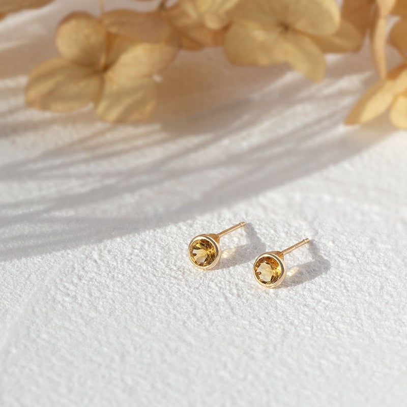 K10 YG シトリン ピアス 11月 誕生石 プレゼント 妻 彼女 小ぶり 可愛い レディース イエローゴールド 20代 30代 40代 50代 ミニ プチ