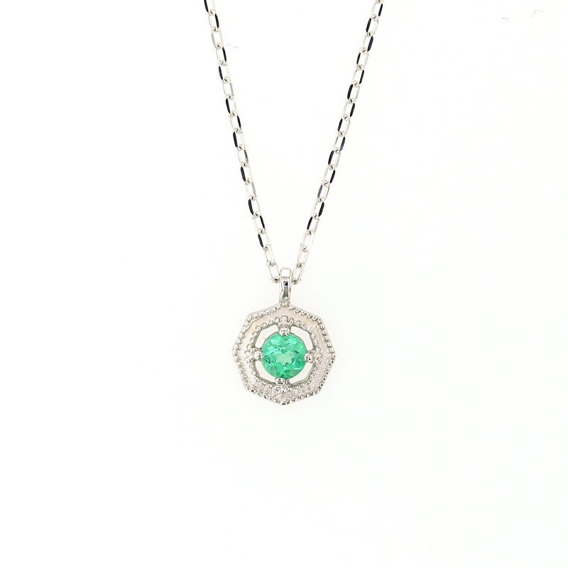 【5月誕生石】K10 WG エメラルド ネックレス