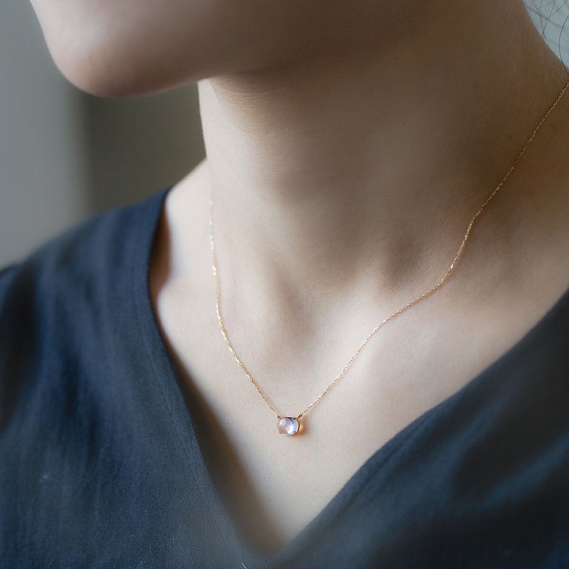 【6月誕生石】K10 YG ブルームーンストーン ネックレス