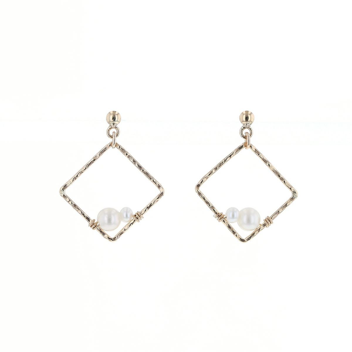 K10 YG 淡水パール スクエア ピアス