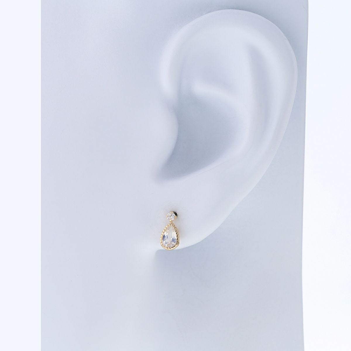 【6月誕生石】K10 YG ブルームーンストーン ピアス ペアシェイプ