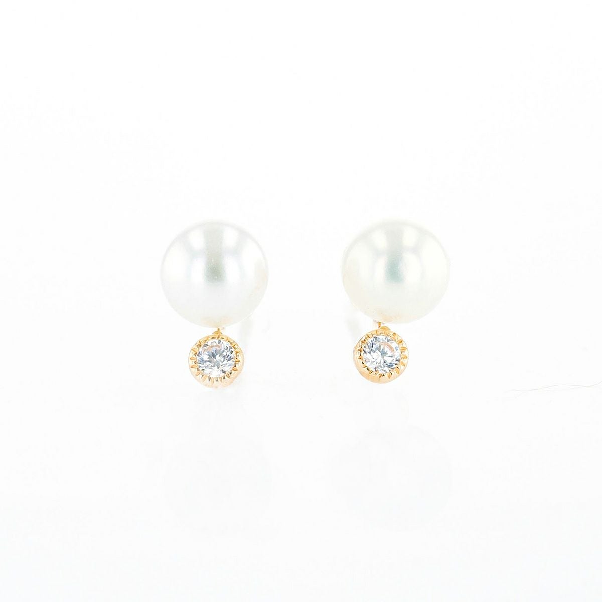 K10 YG 淡水パール キュービックジルコニア ピアス 6月 誕生石 プレゼント 一粒 妻 彼女 小ぶり 可愛い レディース 10金 10K 誕生日 20代 30代 40代 女性