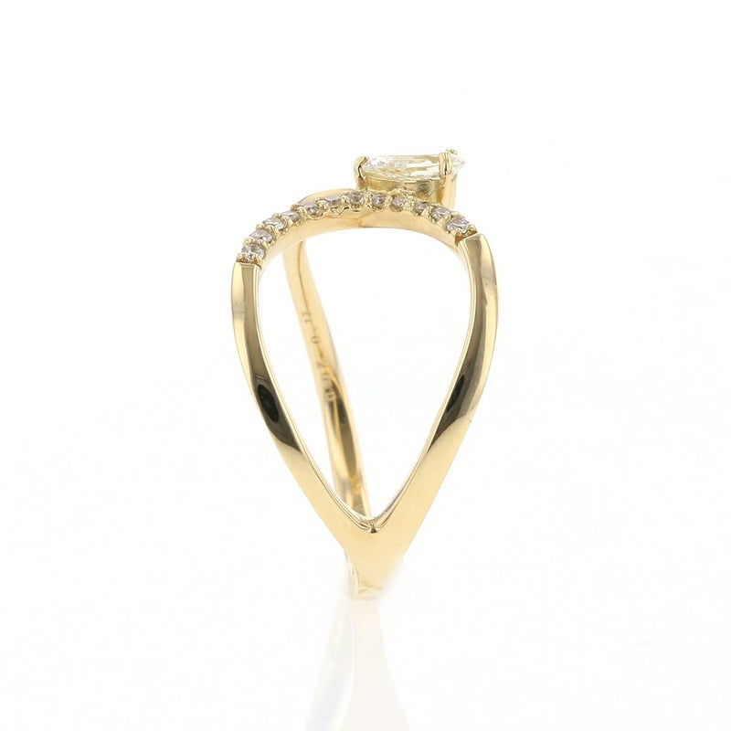 K18 YG ダイヤモンド リング 指輪 イエローゴールド 18金 レディース 妻 女性 誕生日 アシンメトリー 30代 40代 50代 パーティ