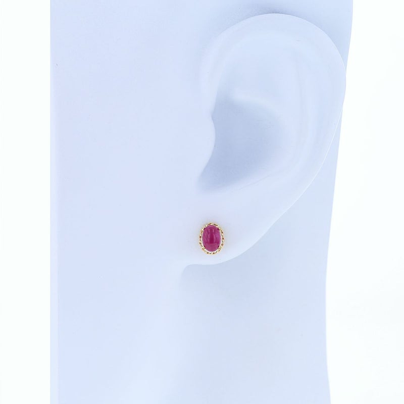 K18 YG ルビー ピアス オーバルカボションカット 18k 18金 7月 誕生石 イエローゴールド レディース 彼女 妻 誕生日プレゼント