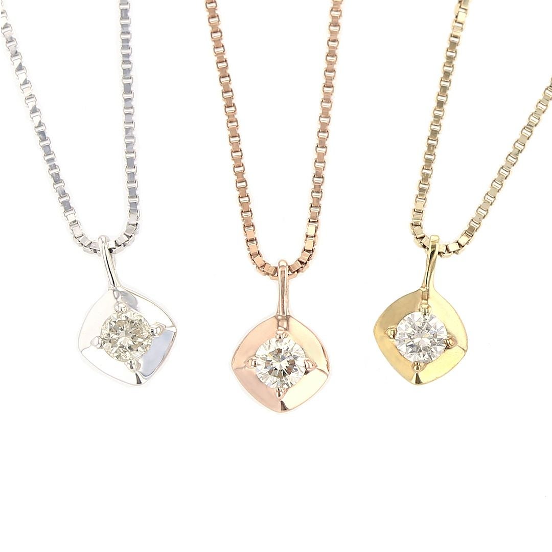 K10♡ 一粒ダイヤモンドネックレス K10 PG/YG/WG ダイヤモンド ネックレス 一粒 | IKEDAジュエリーオンライン