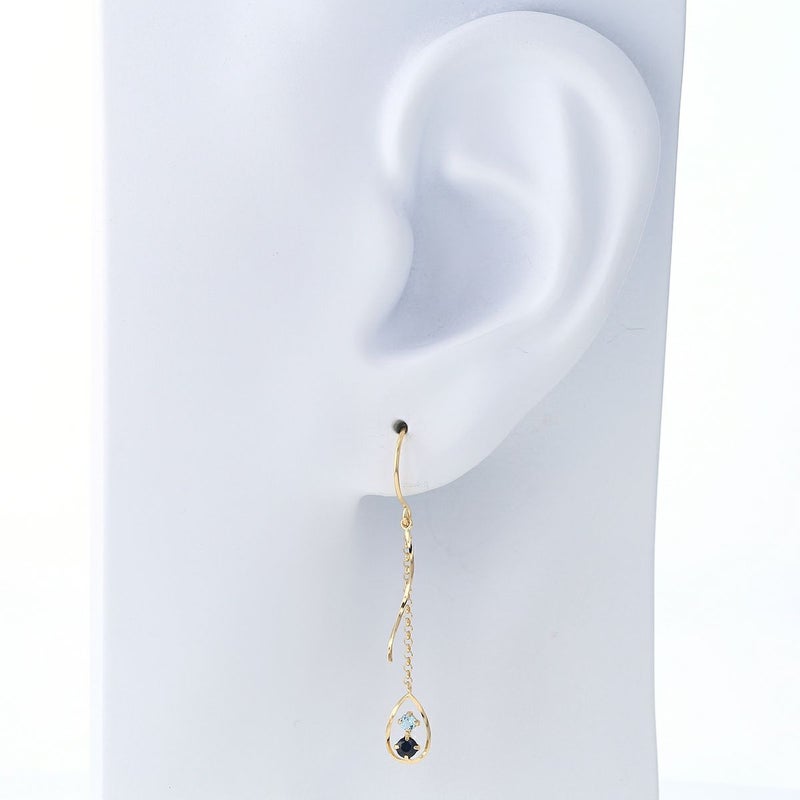 K10 YG サファイア ブルートパーズ ピアス イエローゴールド 9月誕生石 11月誕生石 ロングピアス 10K 10金 妻 彼女 レディース ギフト 誕生日プレゼント