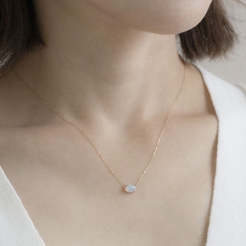 K10 YG オパール ネックレス イエローゴールド 10k 10金 レディース 彼女 妻 カボション 10月誕生石 誕生日プレゼント