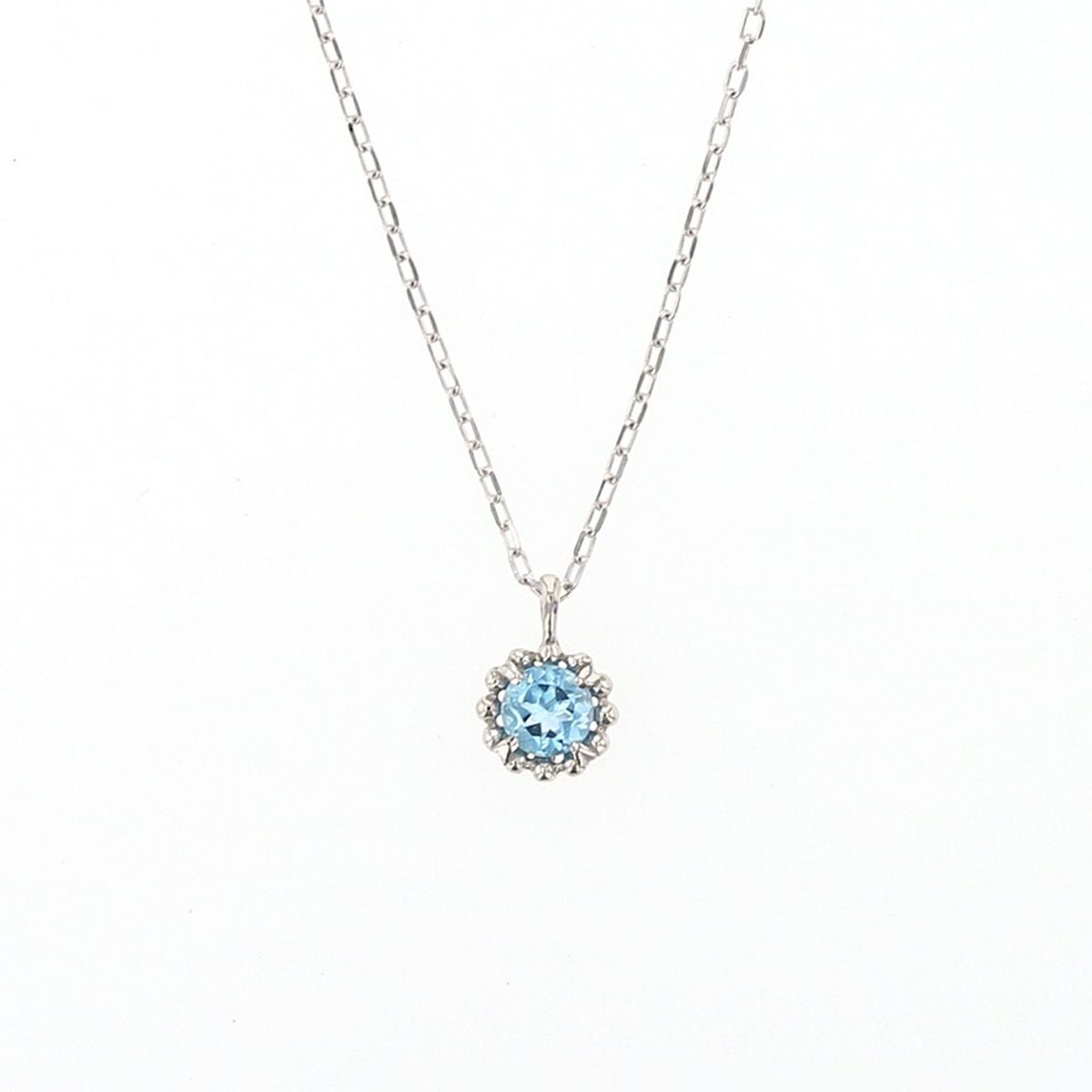 K10 WG ブルートパーズ ネックレス ミル打ち レディース 11月 誕生石プレゼント ギフト 彼女 妻 20代 30代 40代 ホワイトゴールド 10金 天然石