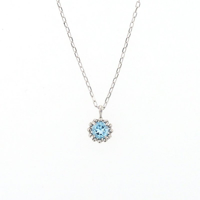 K10 WG ブルートパーズ ネックレス ミル打ち レディース 11月 誕生石プレゼント ギフト 彼女 妻 20代 30代 40代 ホワイトゴールド 10金 天然石