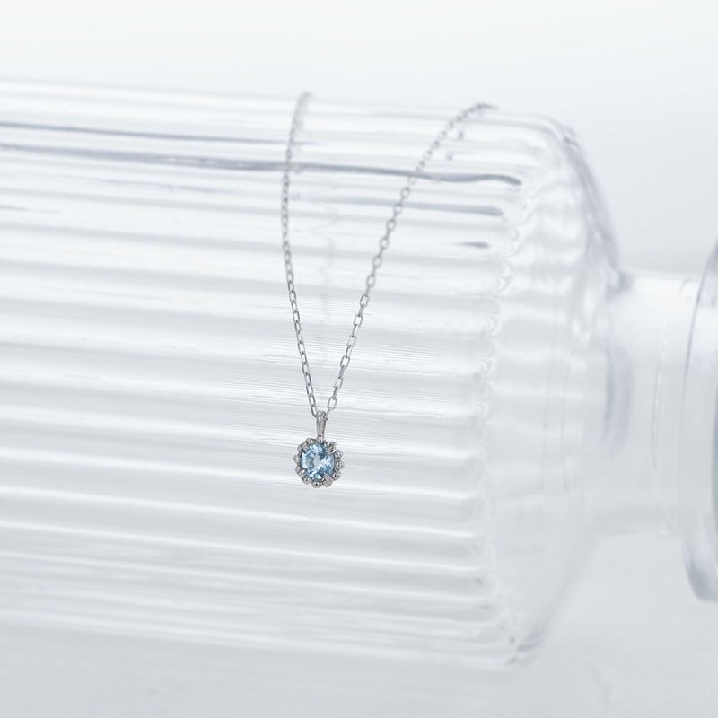 K10 WG ブルートパーズ ネックレス ミル打ち レディース 11月 誕生石プレゼント ギフト 彼女 妻 20代 30代 40代 ホワイトゴールド 10金 天然石