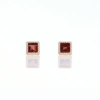 K10 PG ガーネット ピアス スクエア ピンクゴールド 10金 1月 誕生石 誕生日 プレゼント レディース 20代 30代 40代 10k k10 小ぶり 天然石