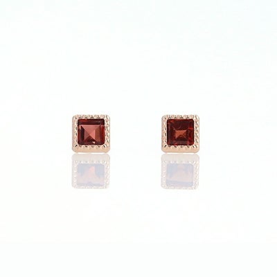 K10 PG ガーネット ピアス スクエア ピンクゴールド 10金 1月 誕生石 誕生日 プレゼント レディース 20代 30代 40代 10k k10 小ぶり 天然石
