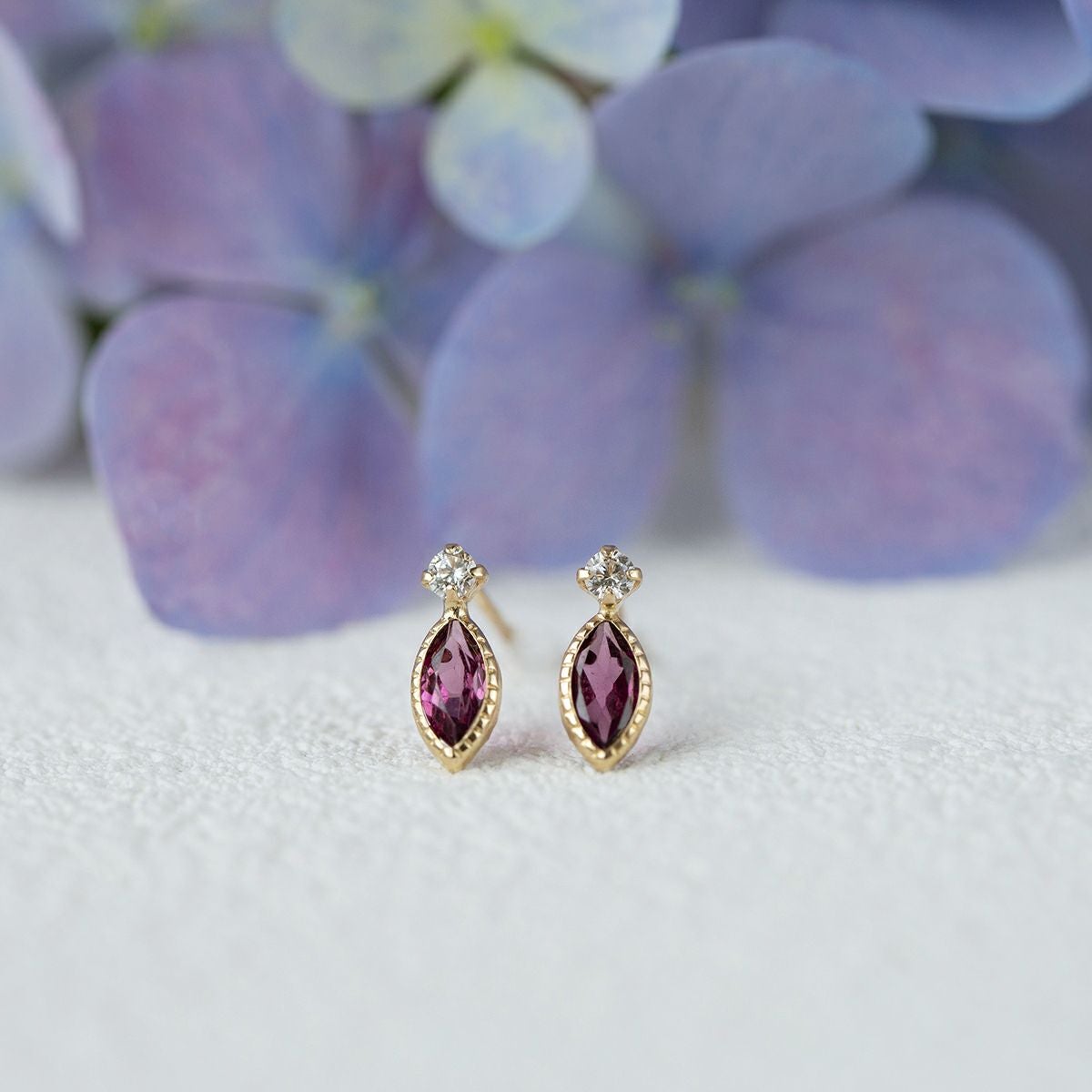 K10 YG ロードライトガーネット キュービックジルコニア ピアス 10k 1月 誕生石 イエローゴールド レディース 彼女 妻 20代 30代 40代 誕生日 誕生日プレゼント ギフト